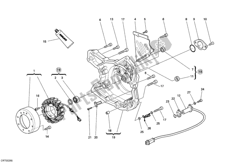 All parts for the Generator Cover of the Ducati Monster 695 USA 2008